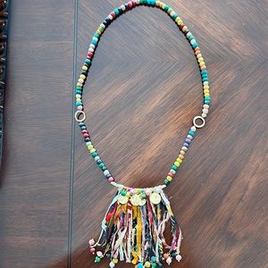 Fun material and bead necklace
